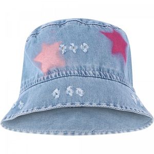 Catya Distressed Spray Paint Denim Bucket Hat !Like New!